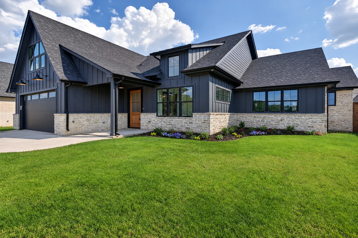 Angled front exterior and landscaped lawn at 2029 Nichole Boulevard